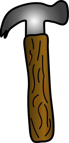 Classic Carpenter's Hammer Clipart with Rustic Wooden Handle and Metallic Head