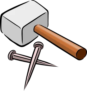 Classic Metalworking Hammer and Nails Crafting Clipart Illustration