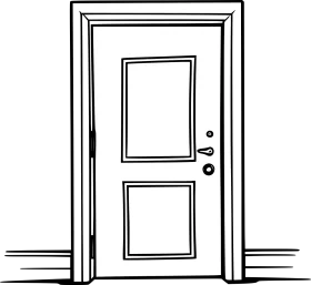 Classic Minimalist Wooden Interior Door Clipart Design Simple Line Art