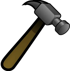 Classic Steel Hammer Clipart Design with Wooden Handle and Dark Metal Head