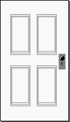 Classic White Six-Panel Interior Door Minimalist Clipart Illustration