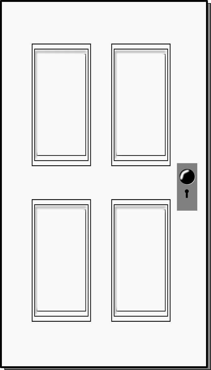 Classic White Six-Panel Interior Door Minimalist Clipart Illustration