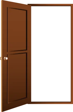 Classic Wooden Open Door Clipart Illustration Showcasing Interior Passage