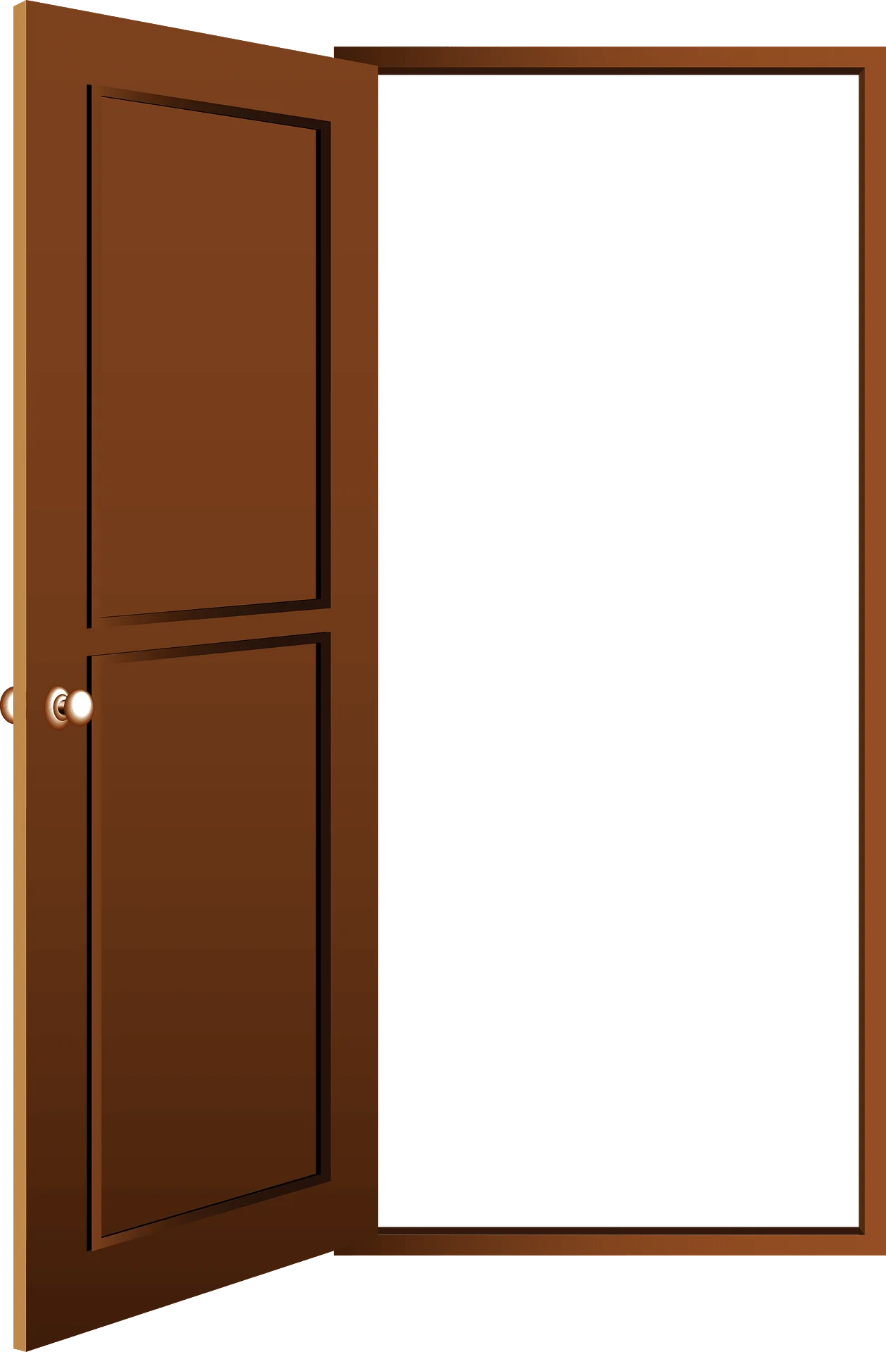Classic Wooden Open Door Clipart Illustration Showcasing Interior Passage