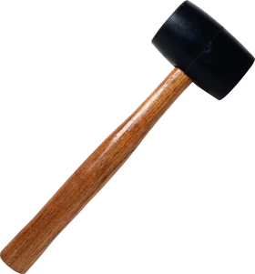 Classic Woodworking Rubber Mallet Clipart with Wooden Handle and Black Head