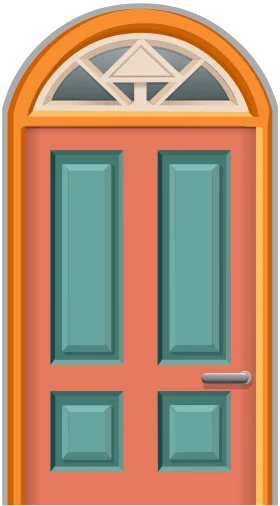 Elegant Arched Entrance Doorway with Geometric Fanlight Clipart Design