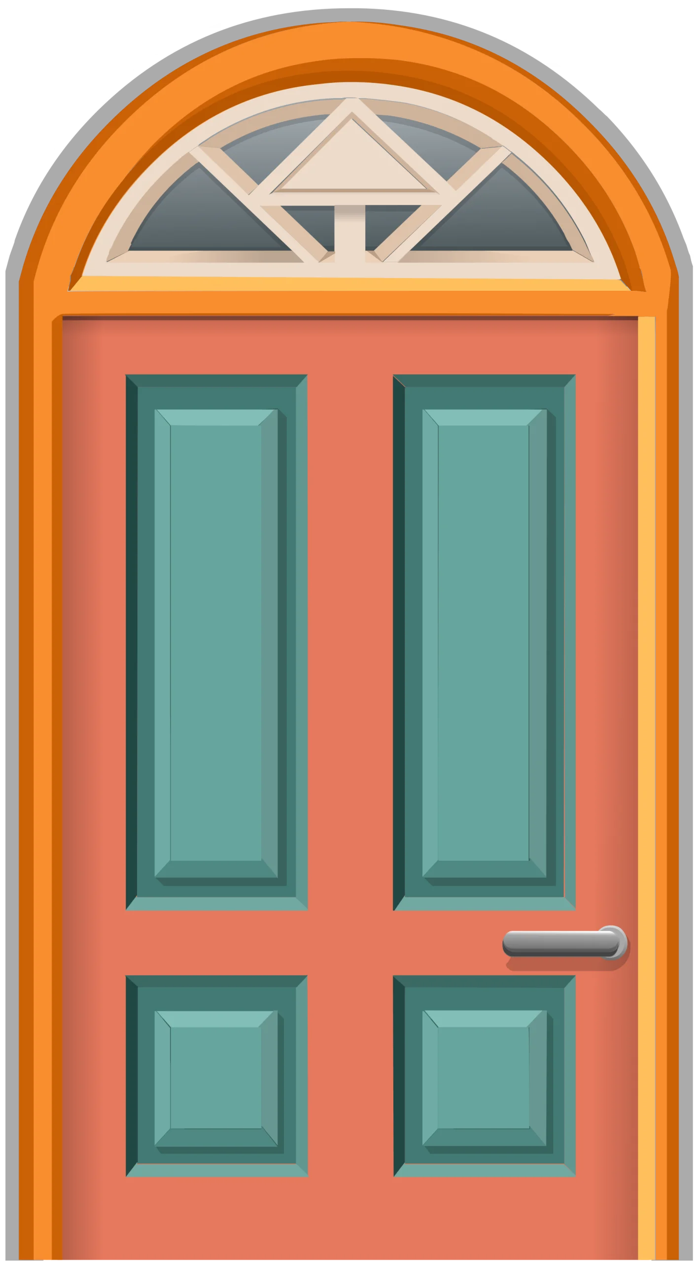 Elegant Arched Entrance Doorway with Geometric Fanlight Clipart Design