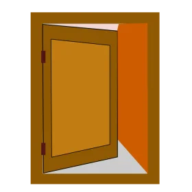 Minimalist Open Wooden Door Clipart with Warm Amber Color Palette