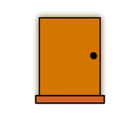 Minimalist Orange Rectangular Door Clipart with Simple Black Handle Design