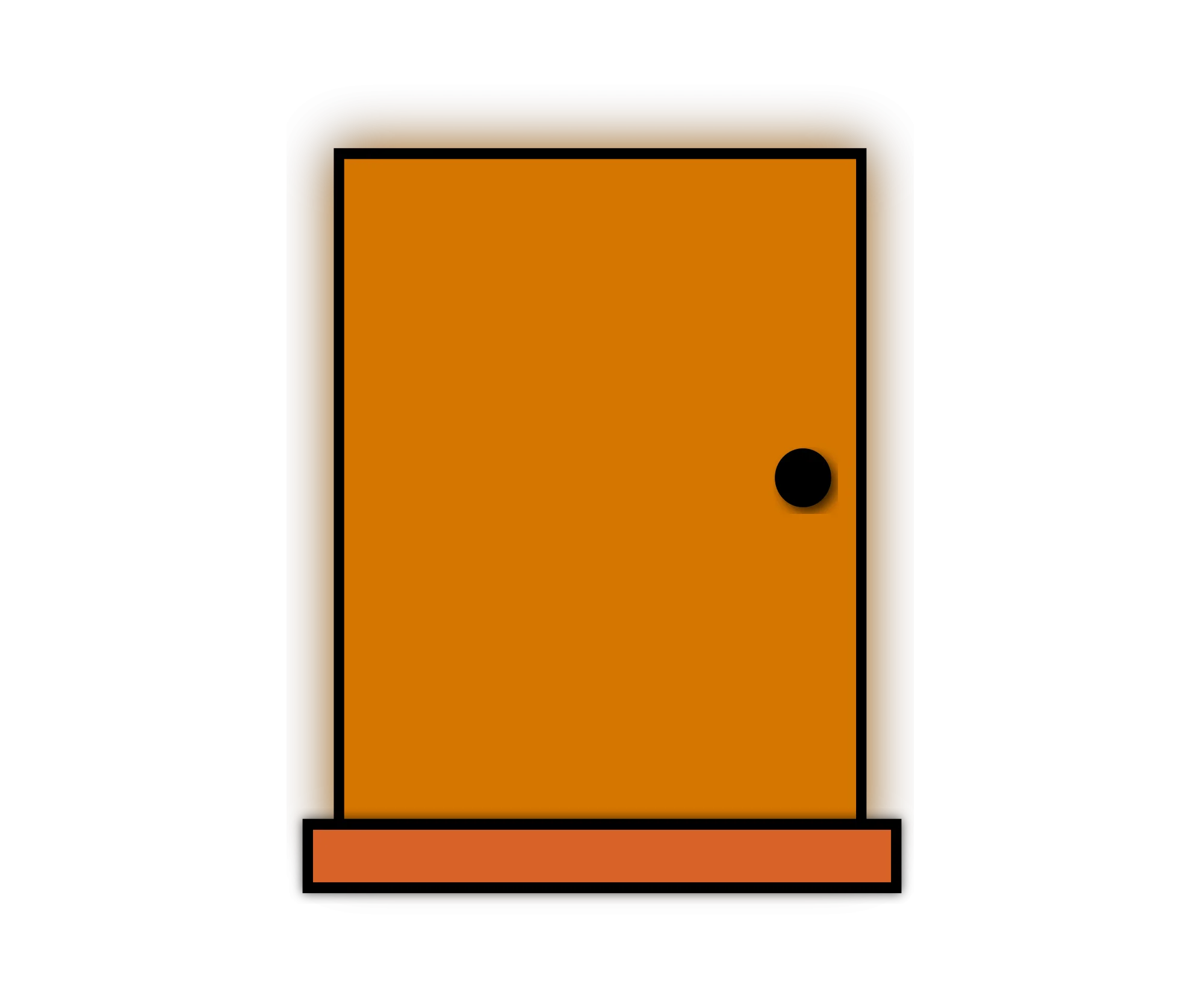 Minimalist Orange Rectangular Door Clipart with Simple Black Handle Design