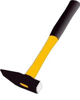 Professional Carpenter's Cross Pein Hammer Clipart Design with Yellow Handle