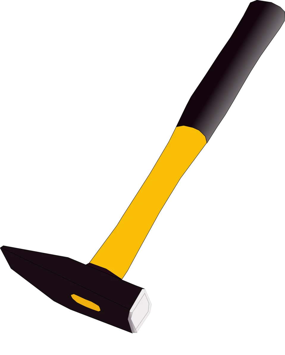 Professional Carpenter's Cross Pein Hammer Clipart Design with Yellow Handle