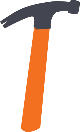 Professional Orange and Gray Steel Hammer Clipart Design for DIY Projects