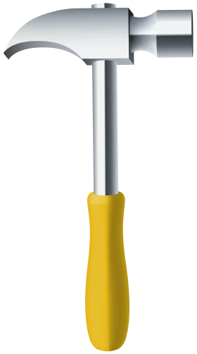 Professional Steel Hammer Clipart with Ergonomic Yellow Handle Design