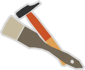 Stylized Hammer Clipart Illustration with Geometric Color Blocking Design