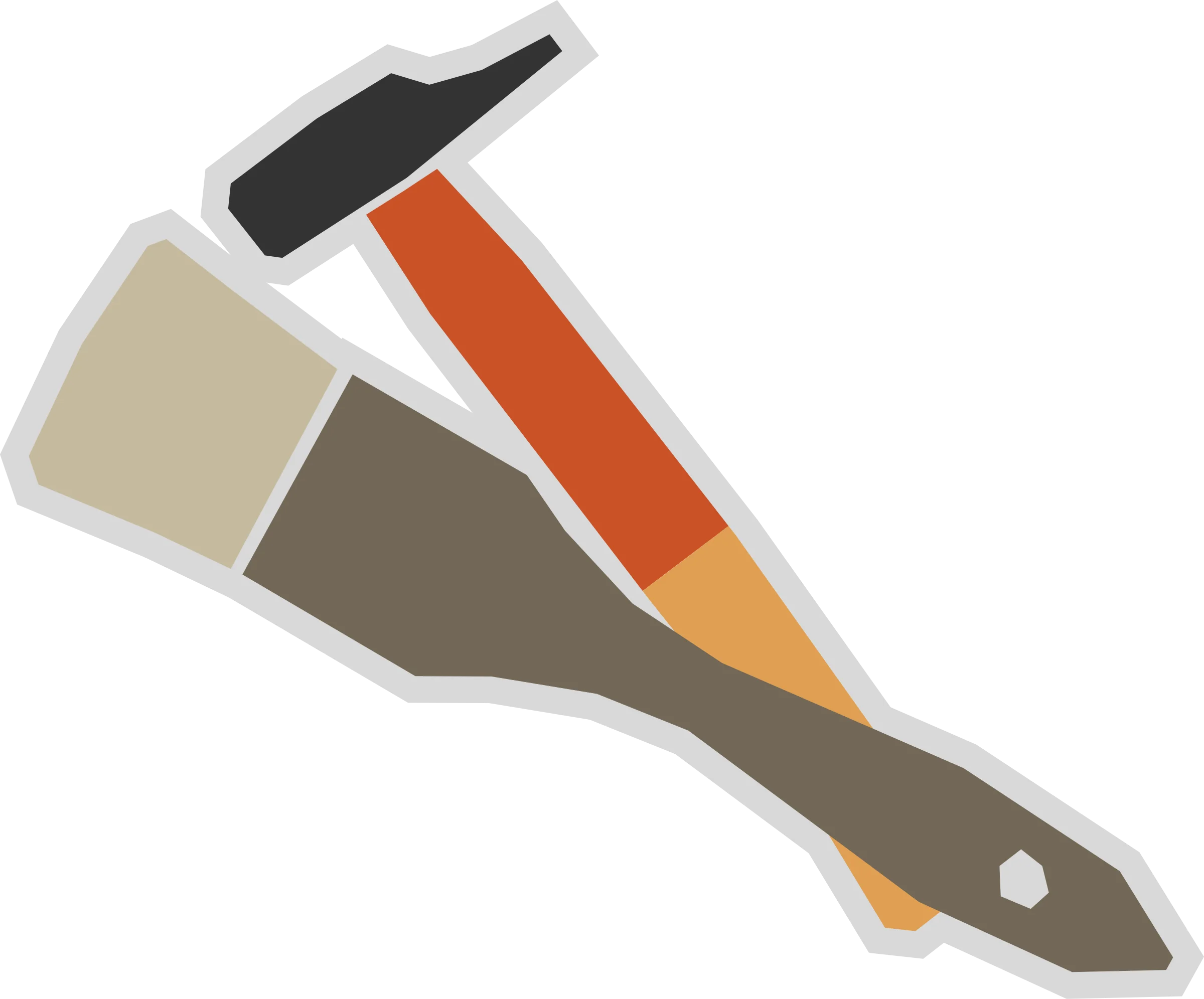 Stylized Hammer Clipart Illustration with Geometric Color Blocking Design
