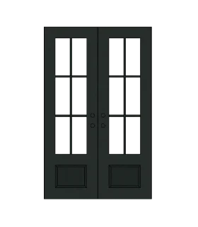 Classic Black French Door Clipart with Elegant Six-Pane Window Design