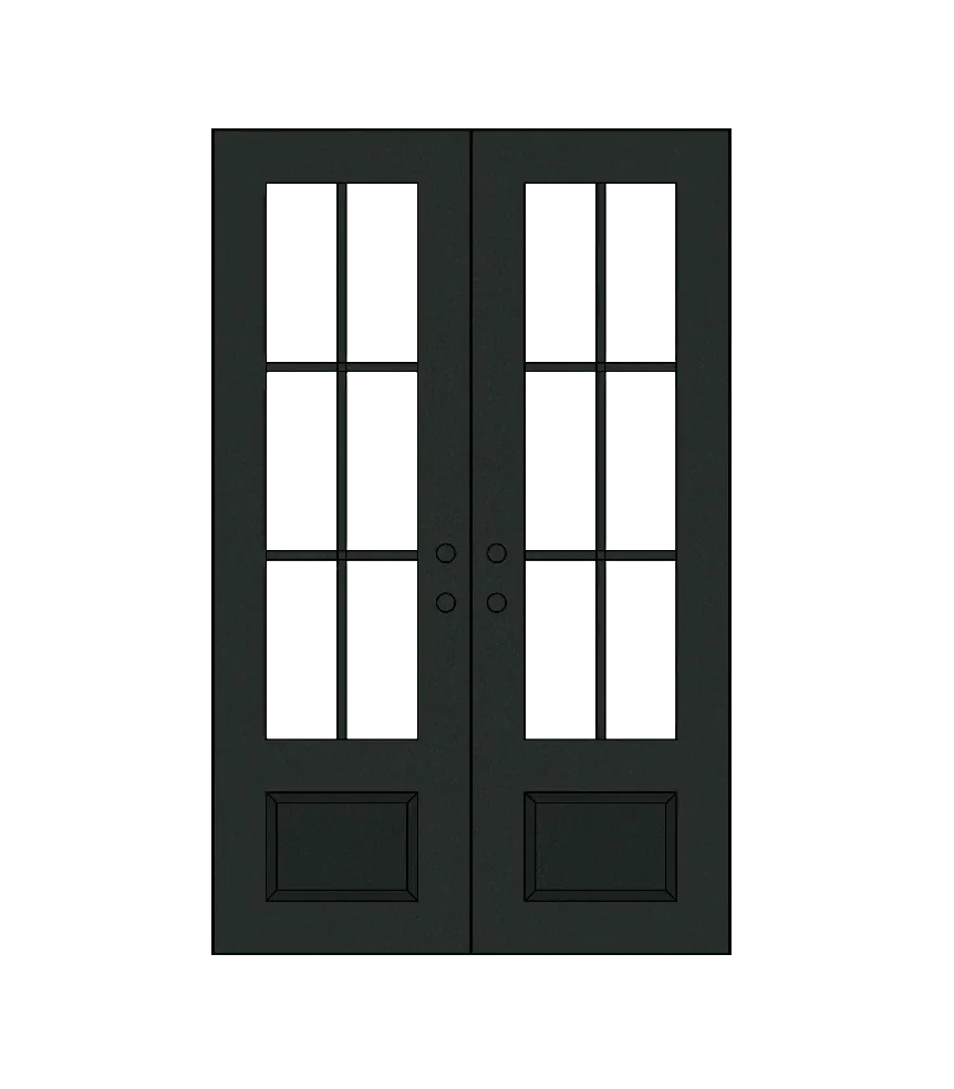 Classic Black French Door Clipart with Elegant Six-Pane Window Design