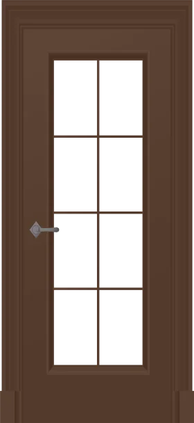 Classic Brown Wooden Interior Door Clipart with Divided Glass Panes
