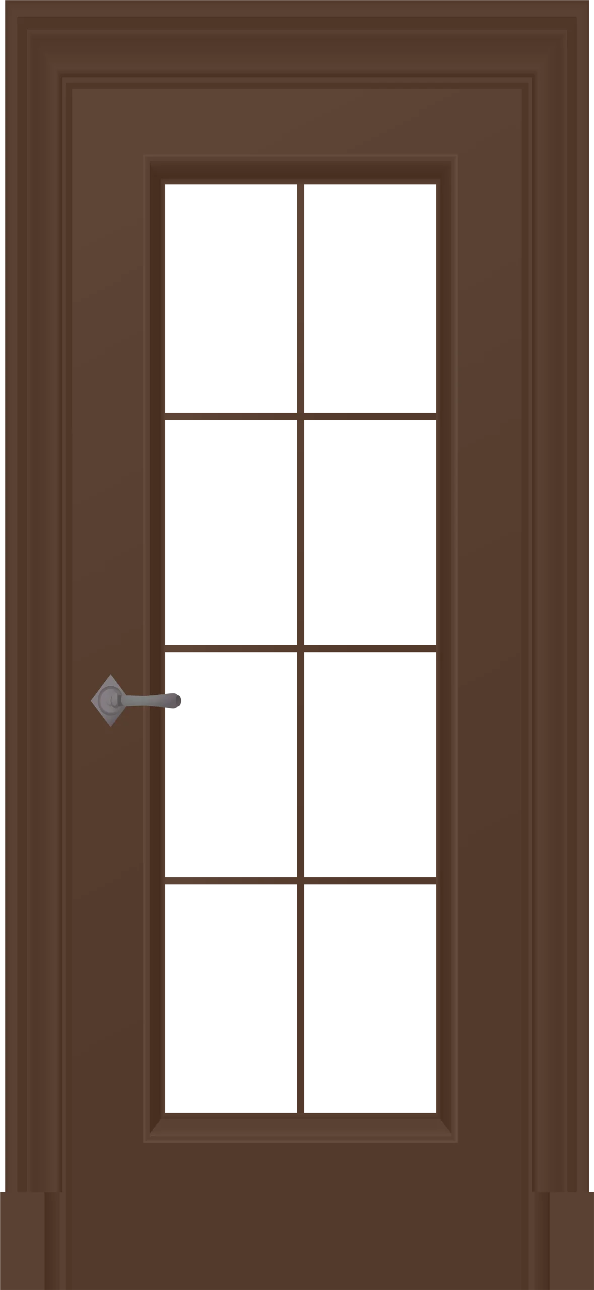 Classic Brown Wooden Interior Door Clipart with Divided Glass Panes