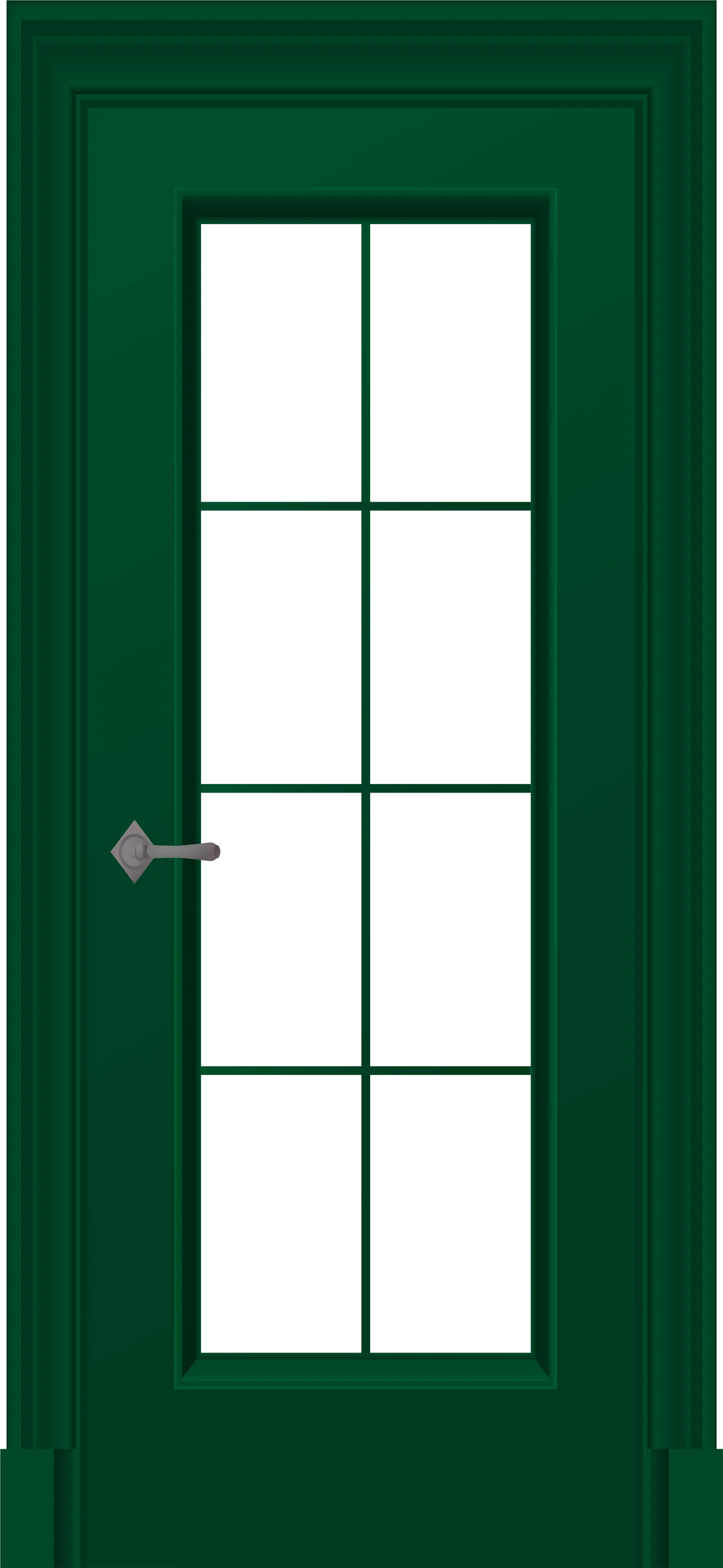 Classic Emerald Green French Door Clipart with Elegant Windowpane Design