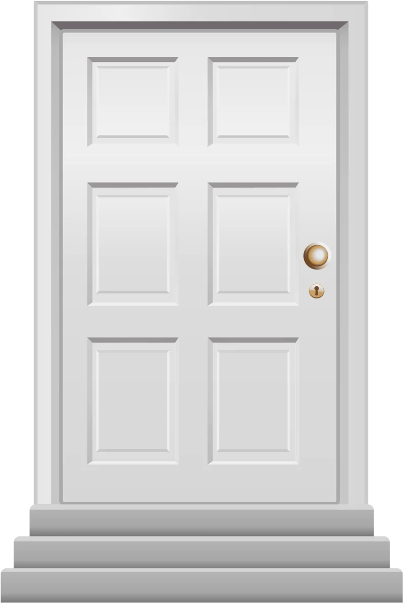Classic White Interior Door Clipart with Golden Round Doorknob