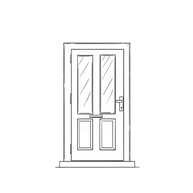 Classic Wooden Front Door Clipart Illustration with Elegant Panel Design