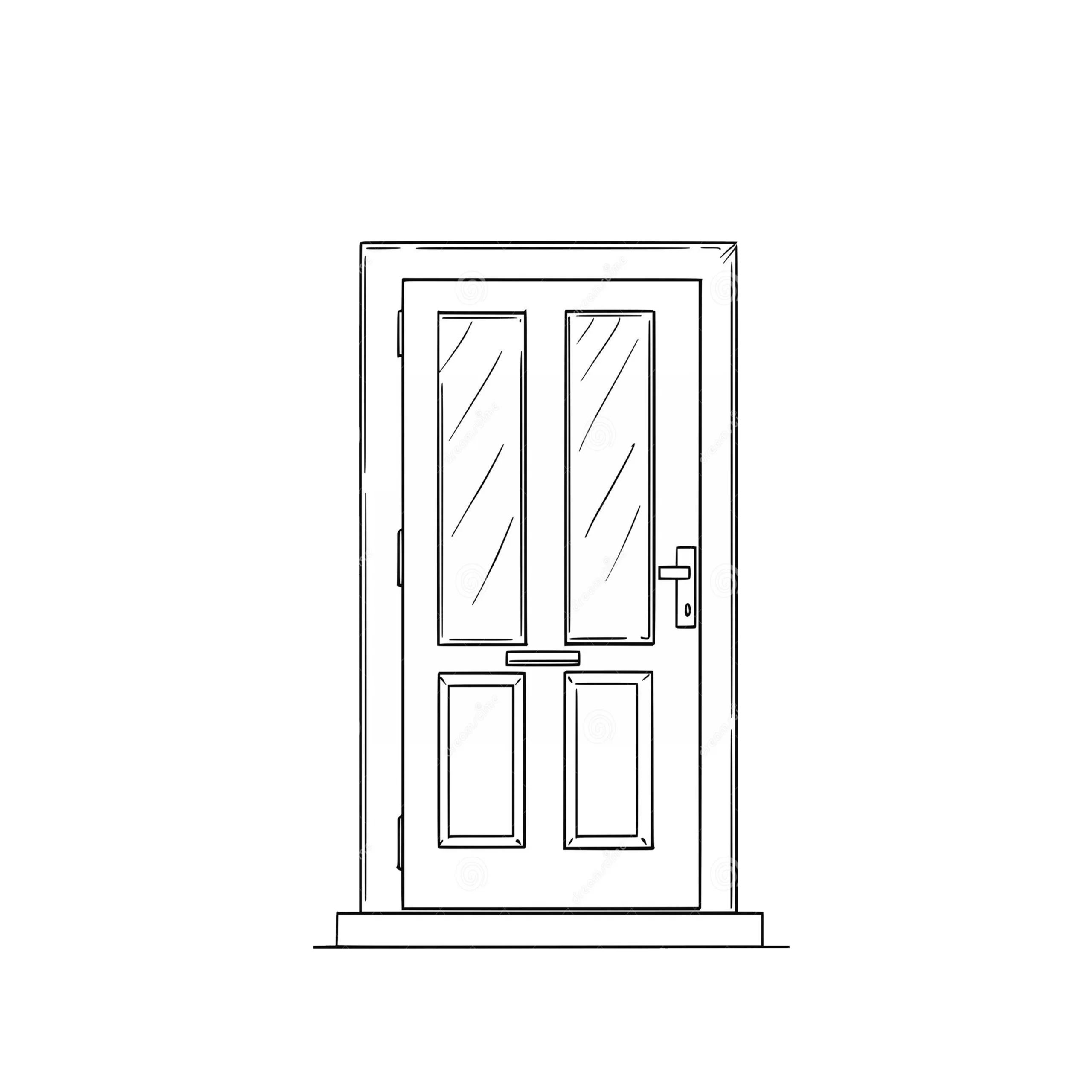 Classic Wooden Front Door Clipart Illustration with Elegant Panel Design