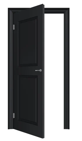 Elegant Black Open Door Clipart Illustration with Modern Design