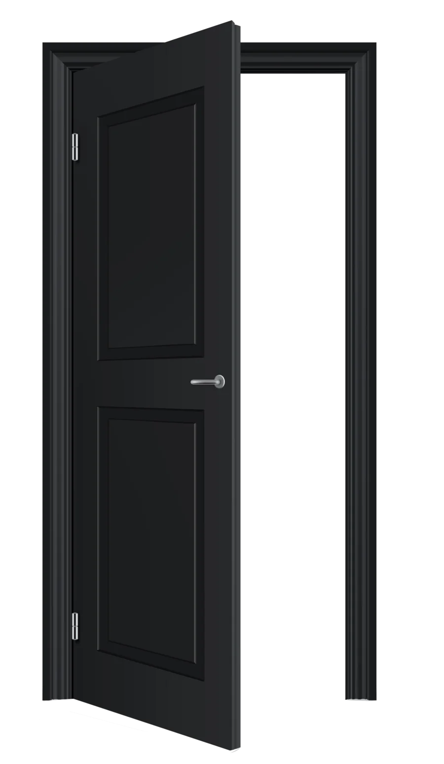 Elegant Black Open Door Clipart Illustration with Modern Design