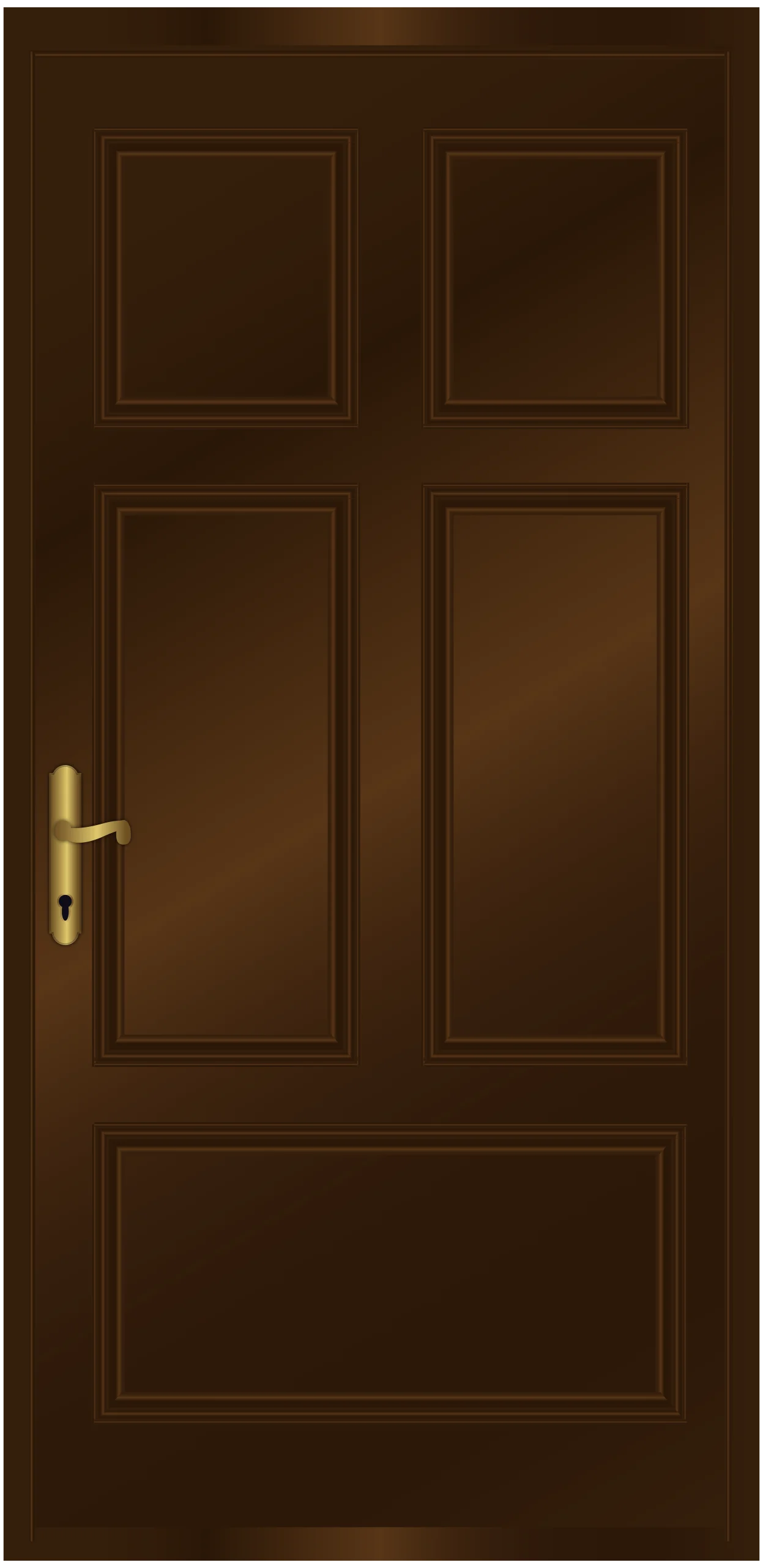 Elegant Wooden Classic Door Clipart with Golden Handle Illustration