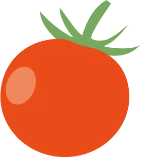 Fresh Ripe Red Tomato Clipart Design with Glossy Surface and Green Stem