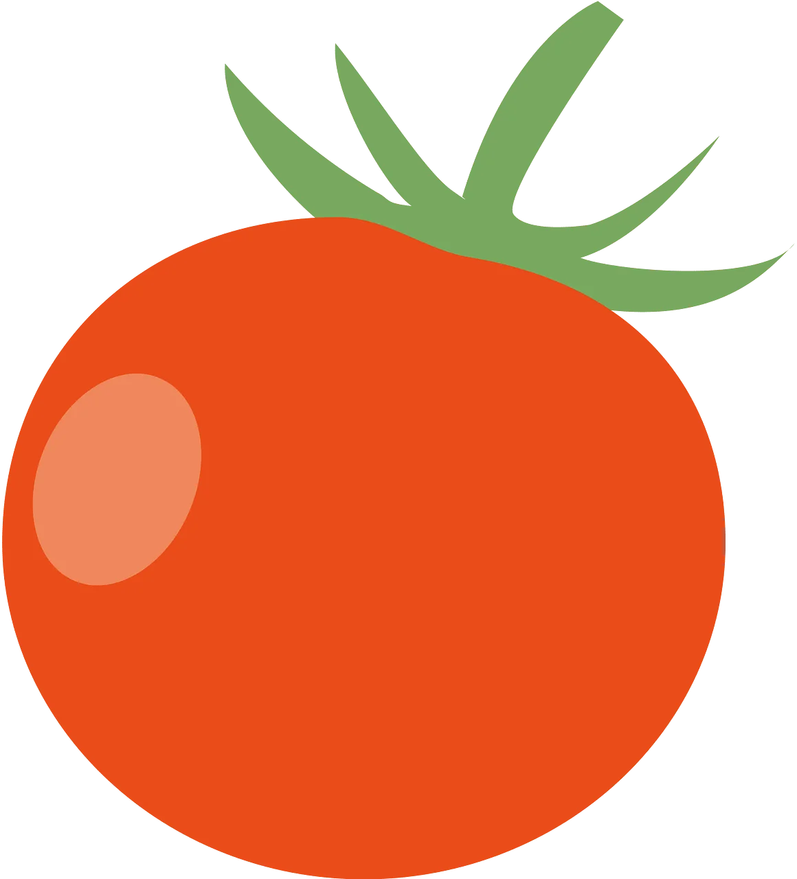 Fresh Ripe Red Tomato Clipart Design with Glossy Surface and Green Stem