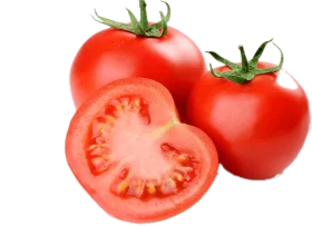 Fresh Ripe Red Tomatoes Clipart Illustration with Cross-Section View
