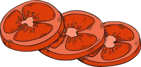 Juicy Red Tomato Slices Clipart: Fresh Circular Vegetable Illustration Design