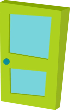 Minimalist Green and Blue Modern Door Clipart Design with Rounded Handle
