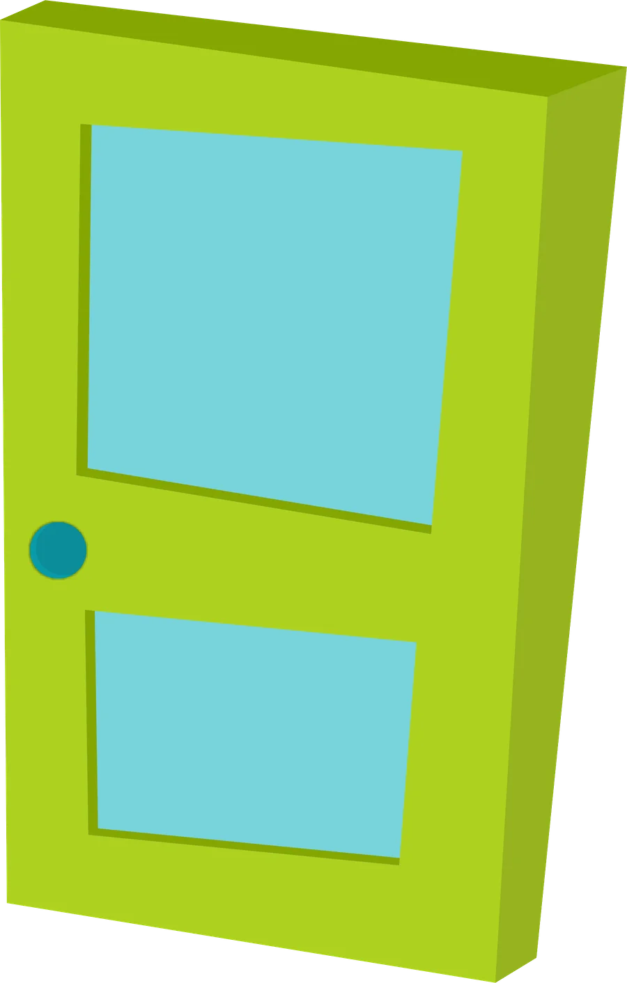 Minimalist Green and Blue Modern Door Clipart Design with Rounded Handle