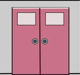Minimalist Pink Double Doors Clipart Illustration with Sleek Design