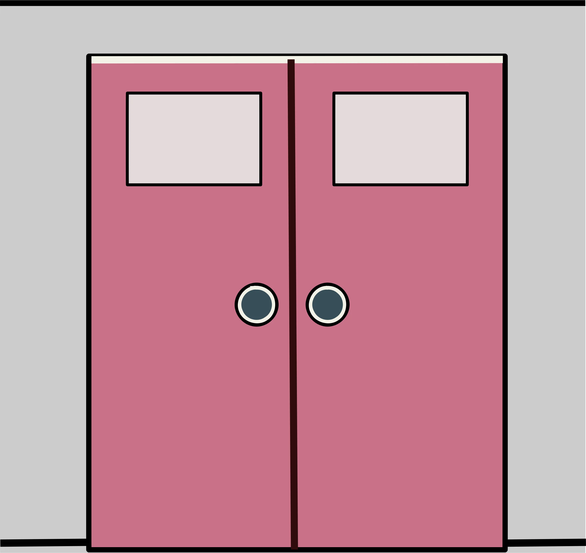 Minimalist Pink Double Doors Clipart Illustration with Sleek Design
