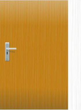 Minimalist Yellow Wooden Door Clipart with Modern Silver Handle Design