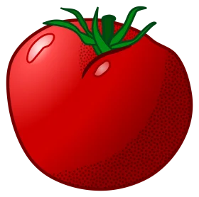 Ripe and Juicy Red Tomato Clipart: A Glossy Illustration of Garden Freshness