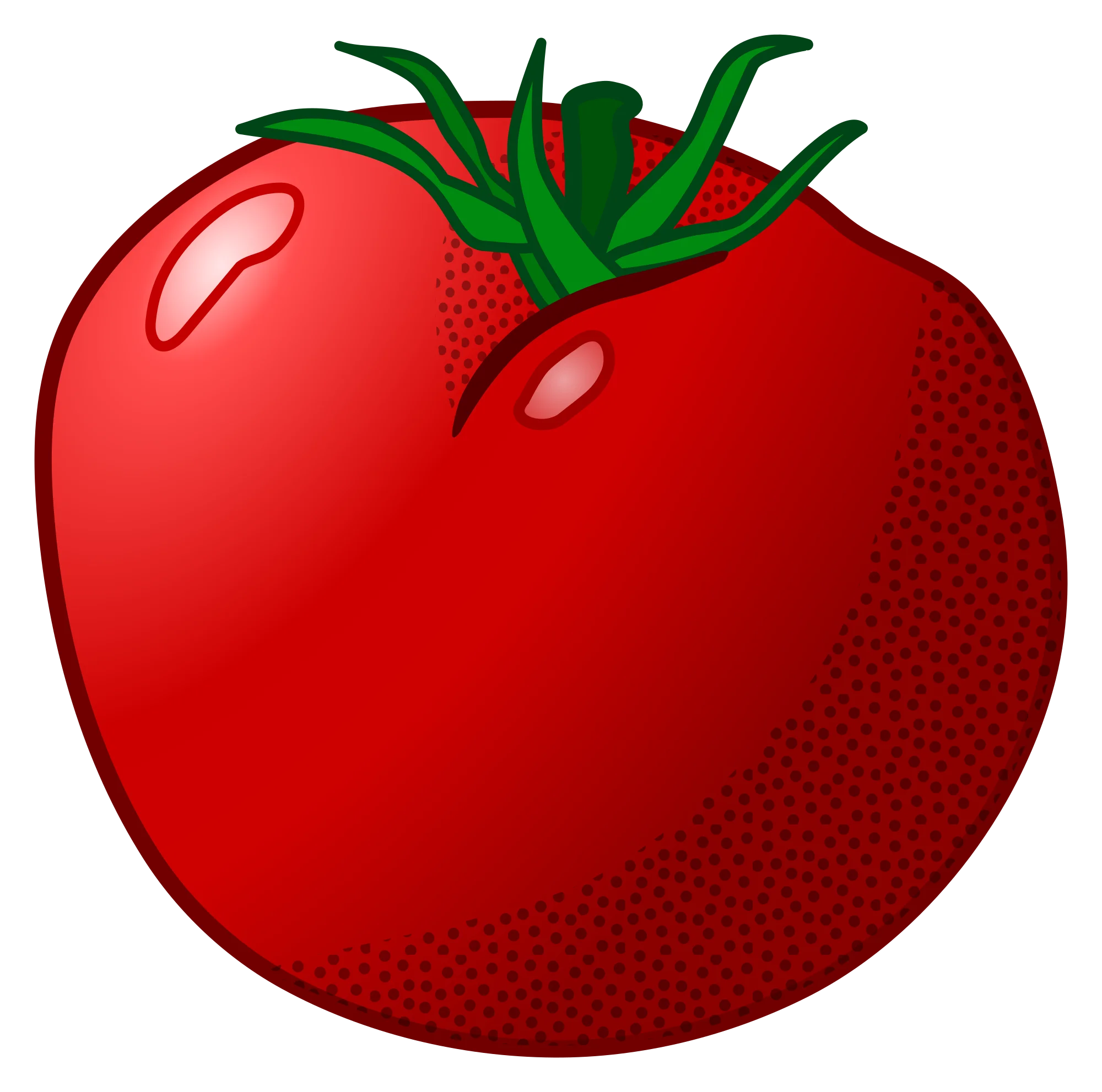 Ripe and Juicy Red Tomato Clipart: A Glossy Illustration of Garden Freshness