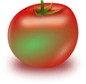 Ripe Red and Green Glossy Tomato Clipart with Smooth Gradient Shading