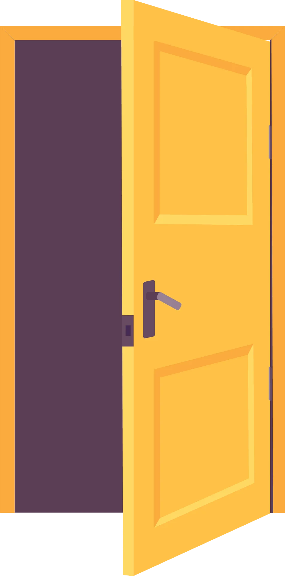 Sunny Yellow Open Door Clipart Illustration with Warm Inviting Graphic Design