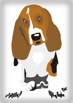 Adorable Basset Hound Puppy Clipart Illustration with Soft Color Palette