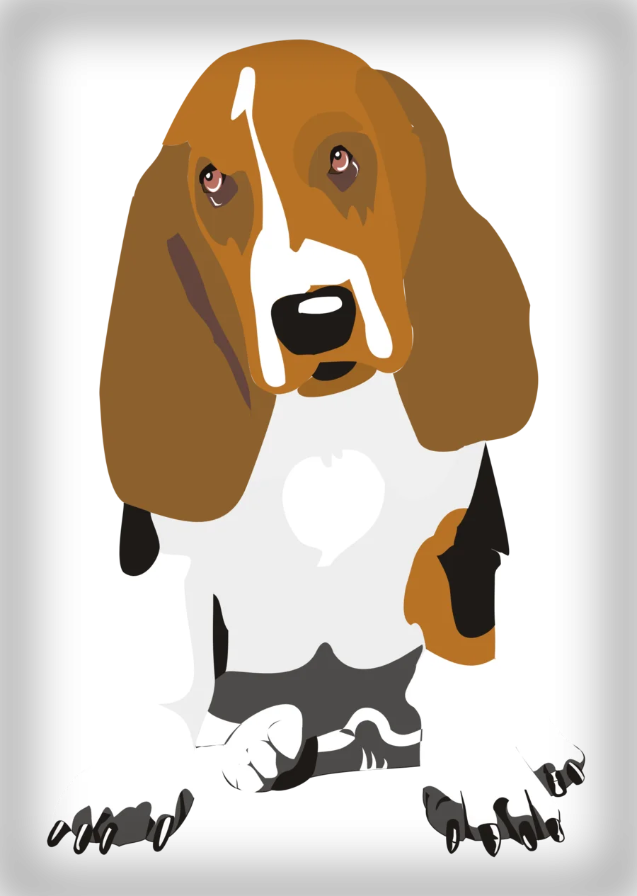 Adorable Basset Hound Puppy Clipart Illustration with Soft Color Palette
