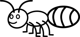 Adorable Black and White Simple Cartoon Ant Clipart for Kids' Design