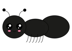 Adorable Black Cartoon Ant Clipart with Cute Kawaii-Inspired Design