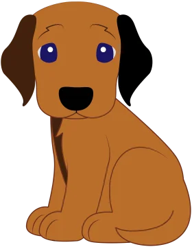 Adorable Brown and Black Puppy Cartoon Clipart with Big Blue Eyes