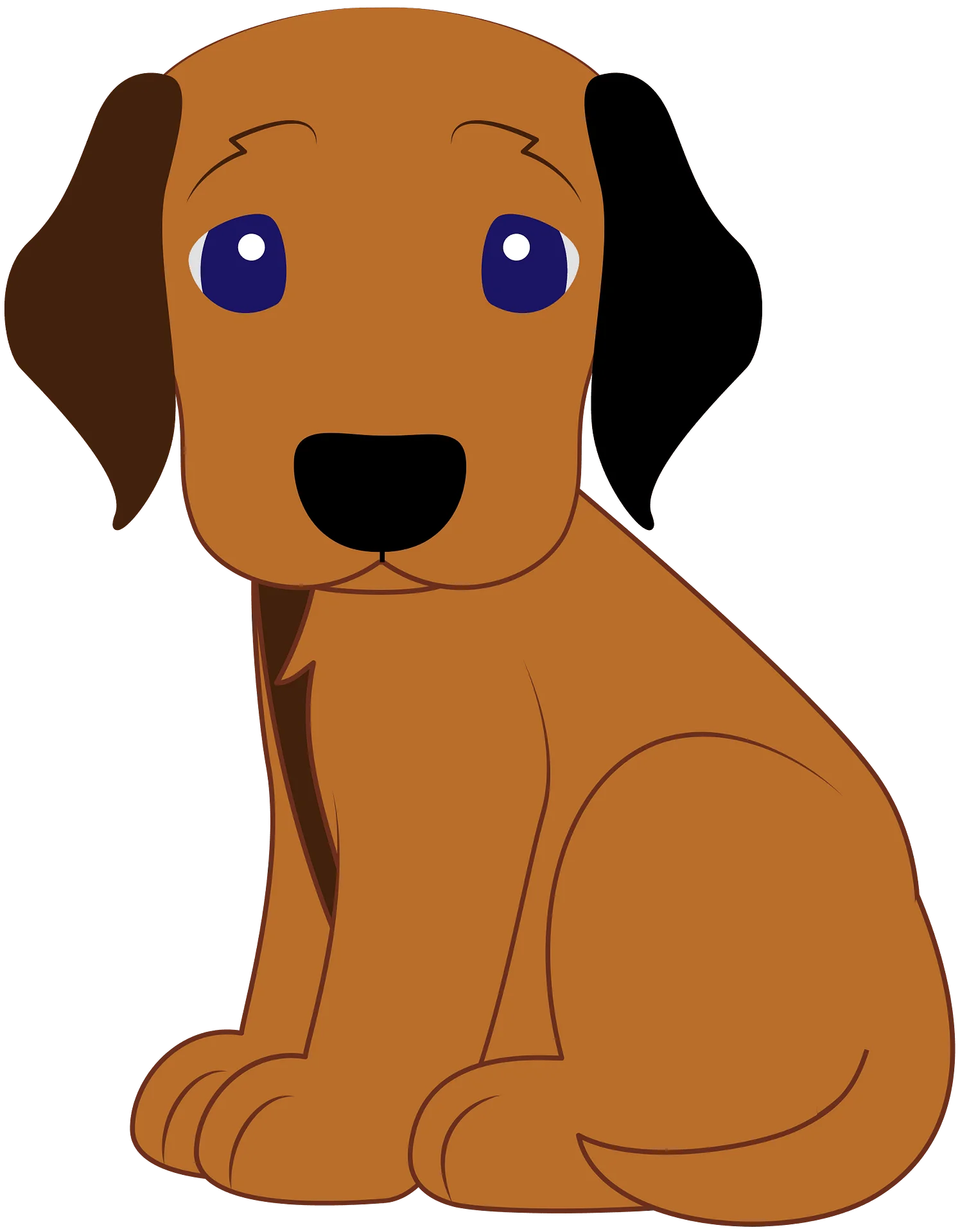 Adorable Brown and Black Puppy Cartoon Clipart with Big Blue Eyes